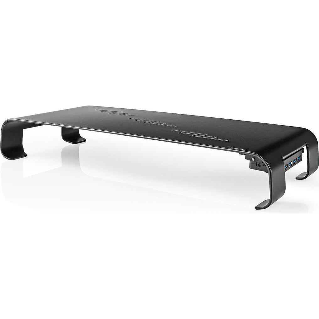 Nedis ERGOMFSU3400BK - Ergonomický Multifunkční Stojan Rozbočovač USB 3.0 4portový Černý, Monitor Erhöhung, Schwarz