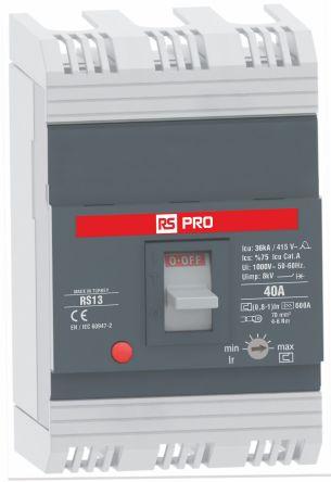 Produktbild RS PRO RS RS13, Schutzschalter 3-polig, 40A / Absc
