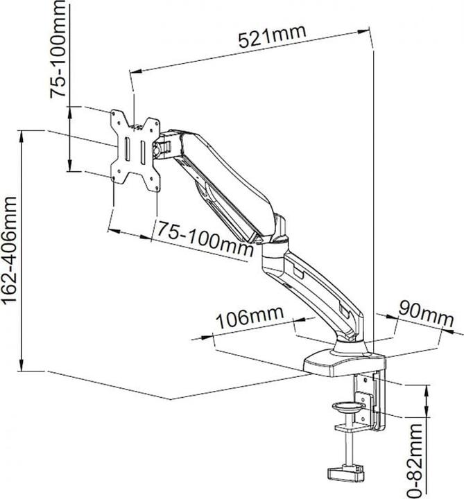 Produktbild Art RAMM L-11GD Tischhalter auf Gasfeder für 1 Monitorius LED (Tisch, 27")