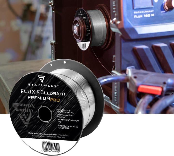 Produktbild Stahlwerk Schweissdraht MIG MAG Premium Fülldraht E71T-GS Ø 0,8 mm S100/D100 1 kg