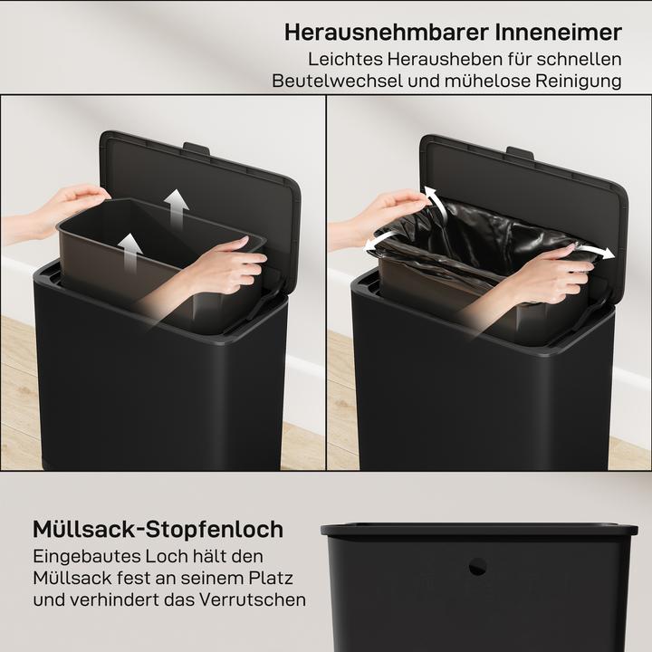 Produktbild Homcom Mülleimer Edelstahl, Kunststoff Schwarz (8 l)