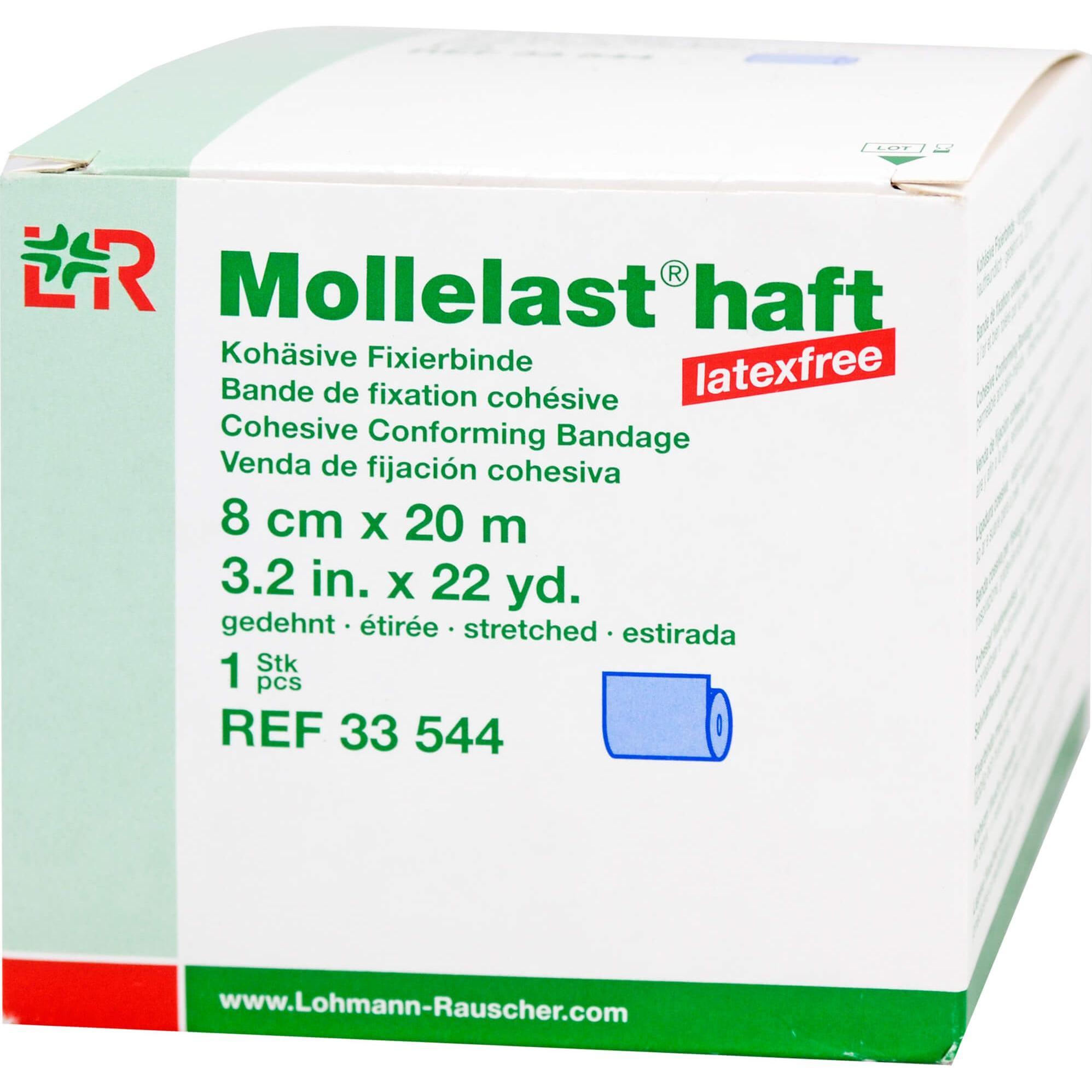 Lohmann & Rauscher, Verbandsmaterial, Mollelast haft latexfrei blau 8cm x 20m gedehnt, 1 St BIN