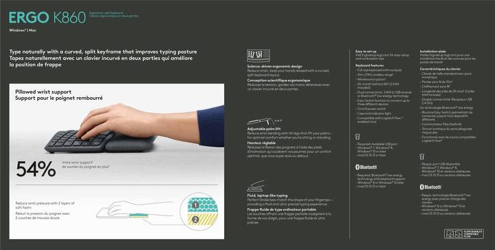 Actual product image Logitech Ergo K860 (Eng. Int., Wireless)