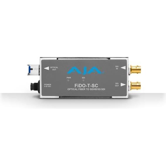 AJA FiDO-T-SC Single Channel SDI to SC Fiber with Looping SDI Output - Video Extender - 1310 nm, Video Converter
