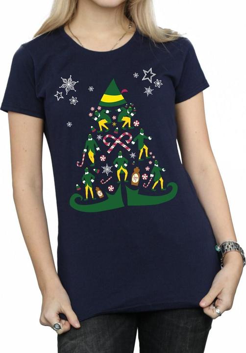 Actual product image Elf Womens/Ladies Christmas Tree Cotton T-Shirt (XL)
