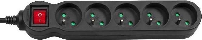 Actual product image Maclean MCE184 power extension 5 AC outlet(s) Indoor Black (5x, CEE 7/5, 3 m)