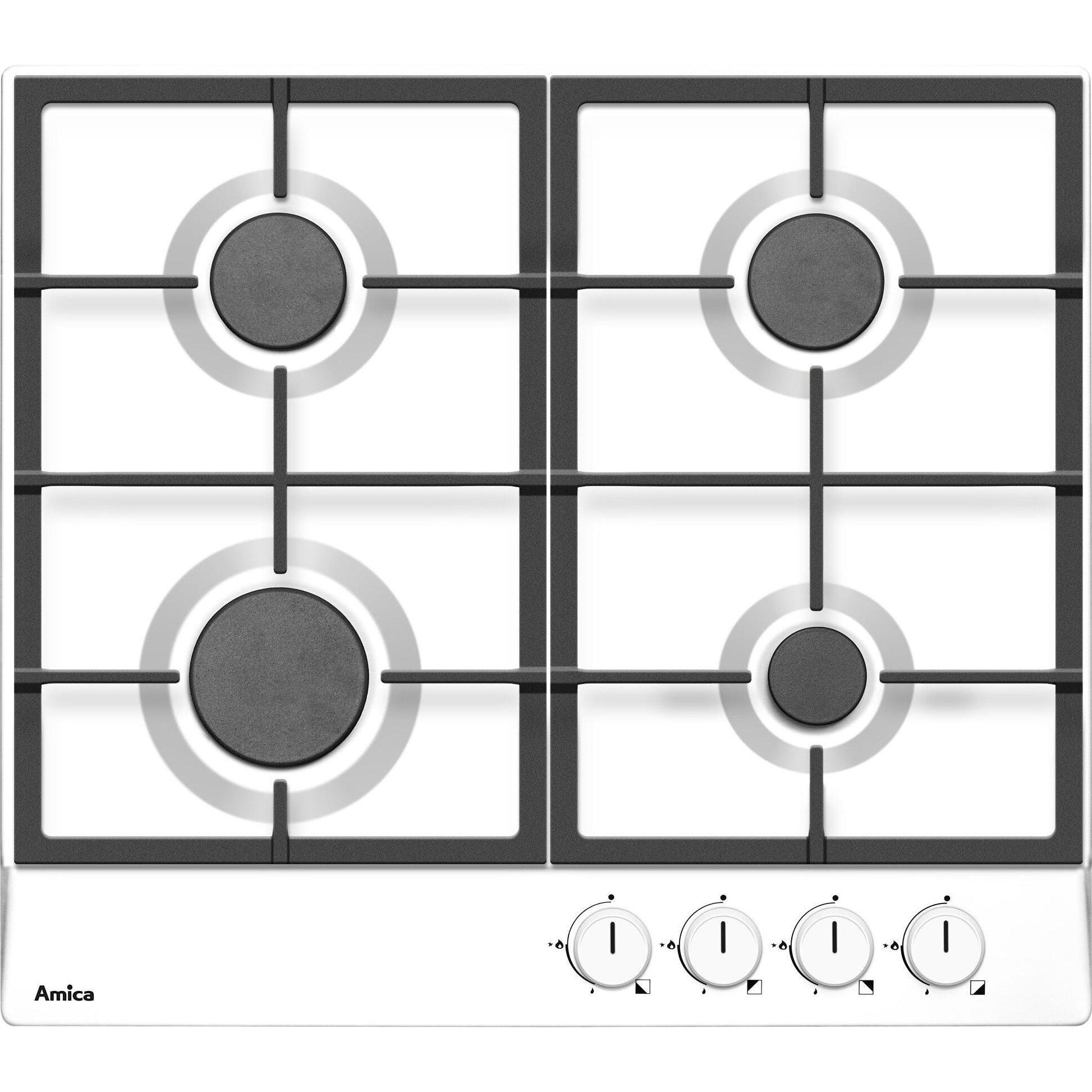 Amica Gas hob PGA6100APW, Kochfeld, Weiss