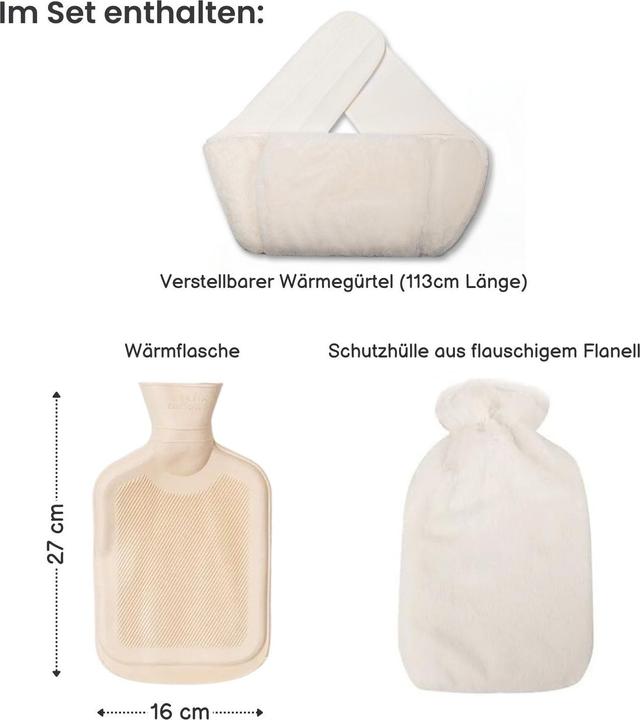 Produktbild Hermex Wärmegürtel- und Wärmflaschen-Set Handwärmer Bauchwärmer Heizflasche (0.80 l)