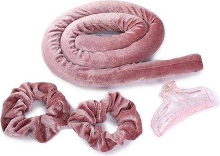 Glov Sister Young Lisa Hair Curling Set No Heat Required 2 Satin Hair Ties Pink Clip