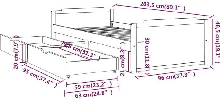 Produktbild vidaXL Bettgestell (90 x 200 cm)