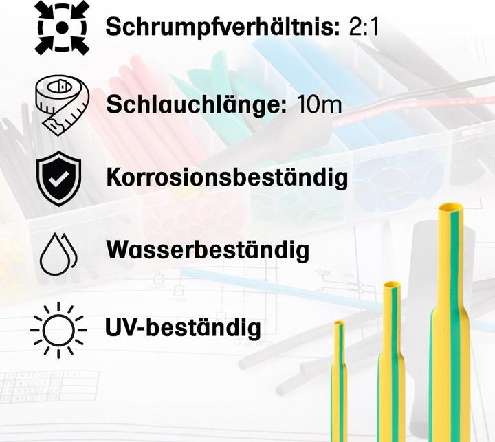 Immagine prodotto Offgridtec Tubo termorestringente da 10 m 3,2 mm>1,6 mm verde/giallo (10x)