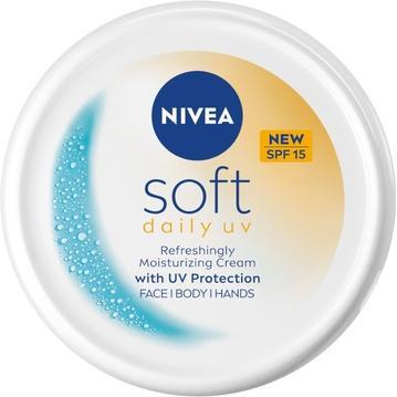 Nivea Crema Viso, Soft Daily Uv Moisturizing Cream With Uv Protection For Face, Body, And Hands Spf15 200Ml (200 Ml, Da Giorno, Spf 15)
