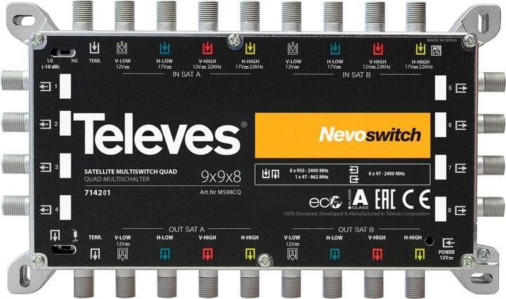 Actual product image Televes Switching matrix MS 98NCQ 9 inputs 8 outputs active Cast iron (Antenna cable)