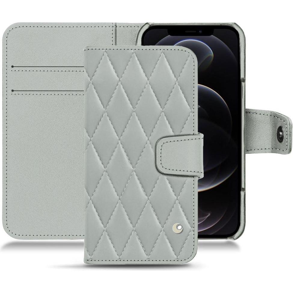 Noreve Lederschutzhülle Wallet (Apple iPhone 12 Pro Max), Smartphone Hülle, Grau
