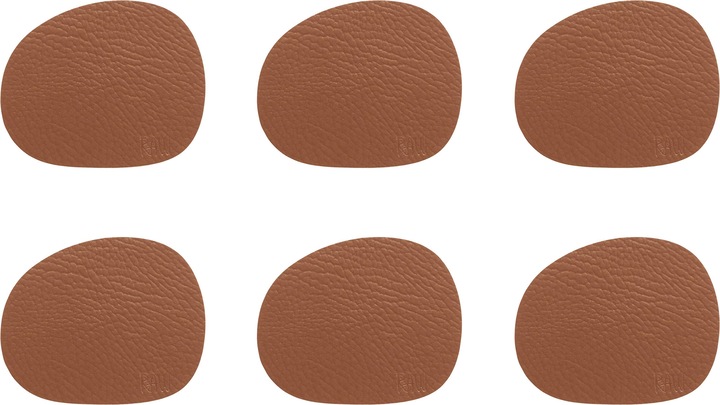Actual product image RAW Set of 6 - Buffalo 95% Recycled Leather Coaster - Cinnamon (14736)