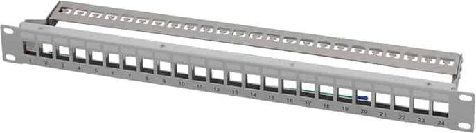 Actual product image LogiLink 19" patch panel for 24 Keystone modules, with labelling fields and cable clamp