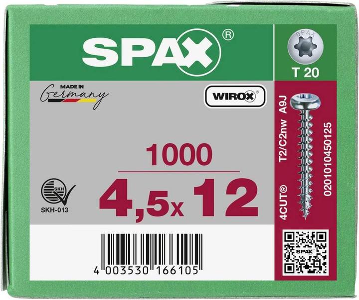 Produktbild Spax Halbrundkopf T-Star Plus T20 Vollgewinde Wirox (1000 Schrauben pro Stück)