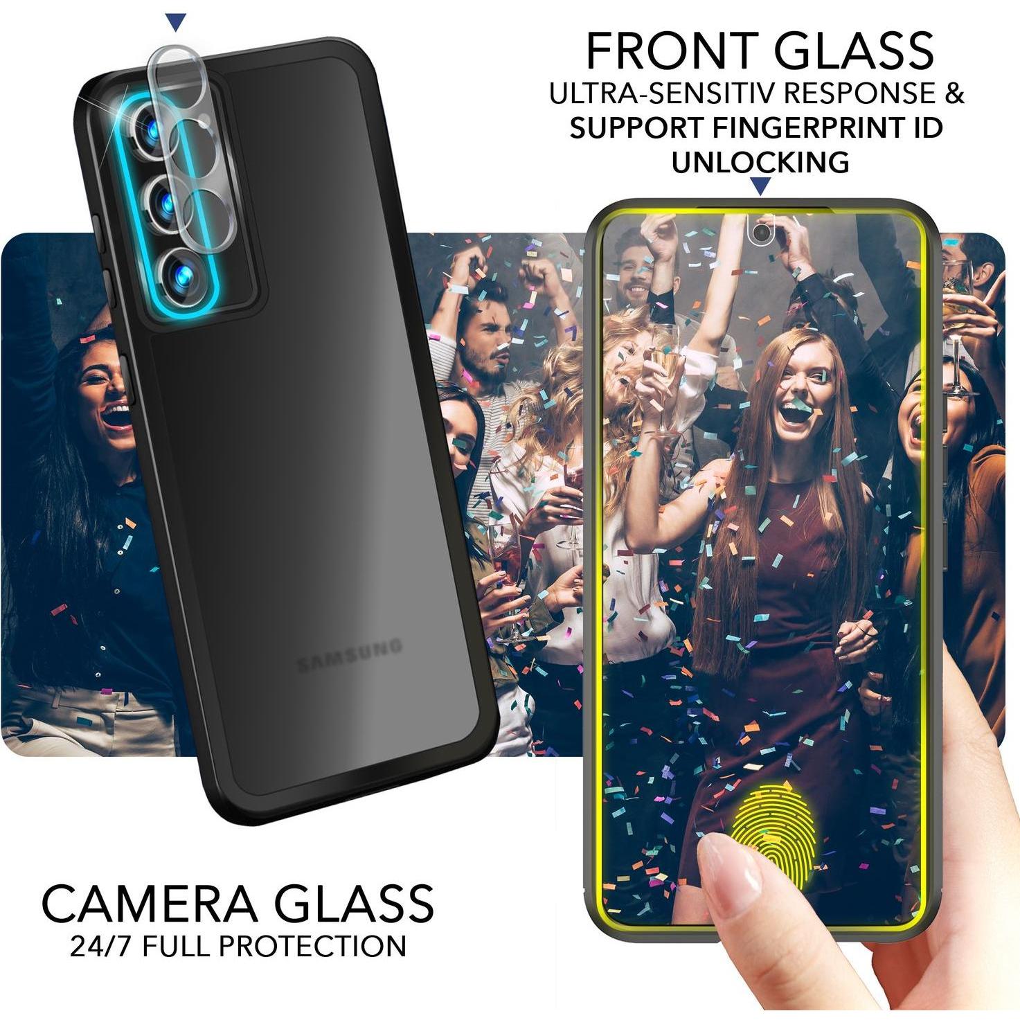 Thumbnail - Nalia Hybrid Hülle Semi-Transparent mit 2x Display-Schutzglas & 2x Kamera-Glas (Samsung Galaxy S23+), Smartphone Hülle, ...