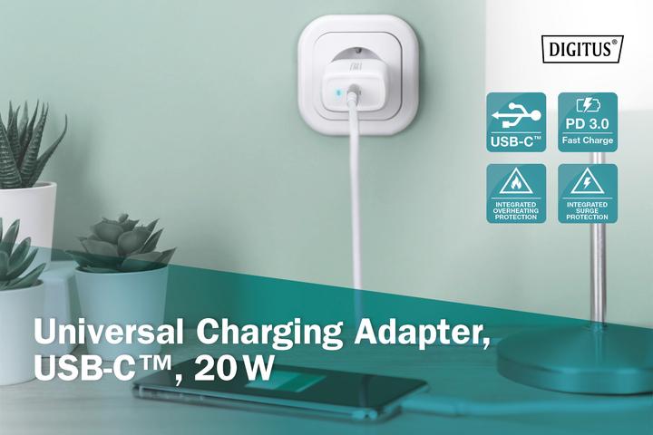 Produktbild Digitus Universal Ladeadapter, USB-C™, 20 W (20 W, 1 Port)