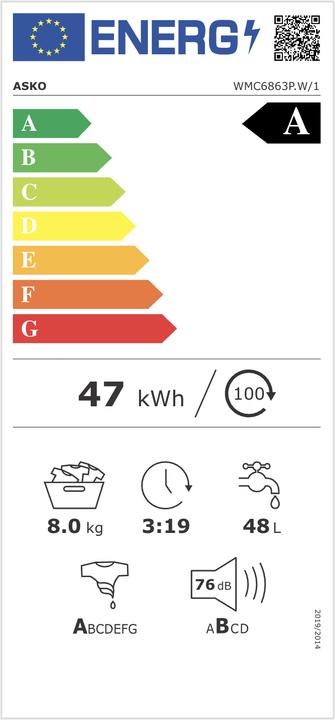 Energy Label Asko WMC6863P.W/1 (8 kg, Left)