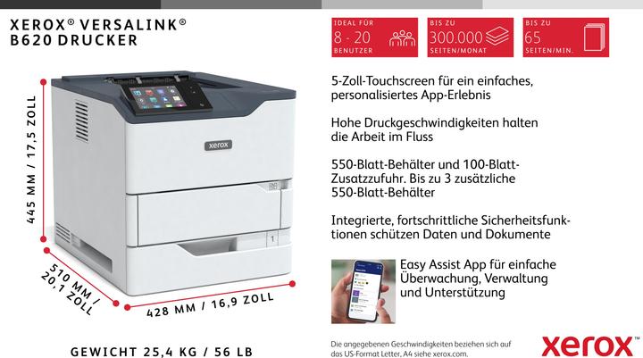 Immagine prodotto Xerox Stampante VersaLink B620 A4 61ppm fronte/retro P (Laser, Bianco e nero)