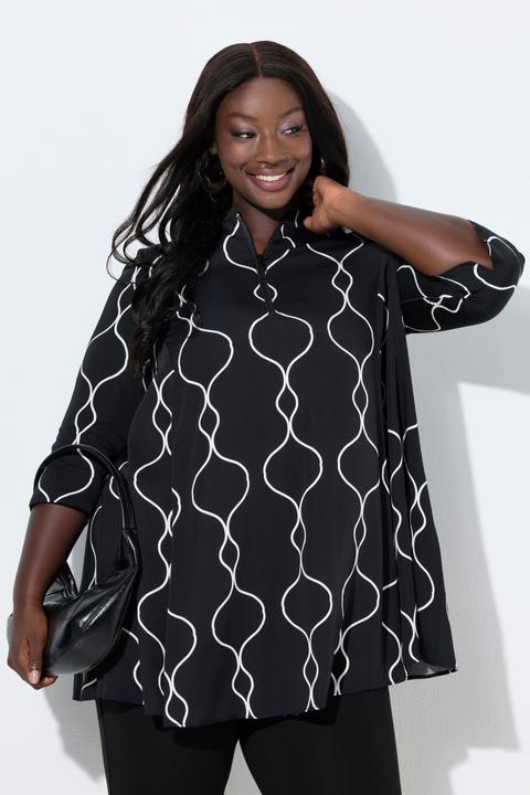 Actual product image Ulla Popken Ogee Print Satin Tunic (58)