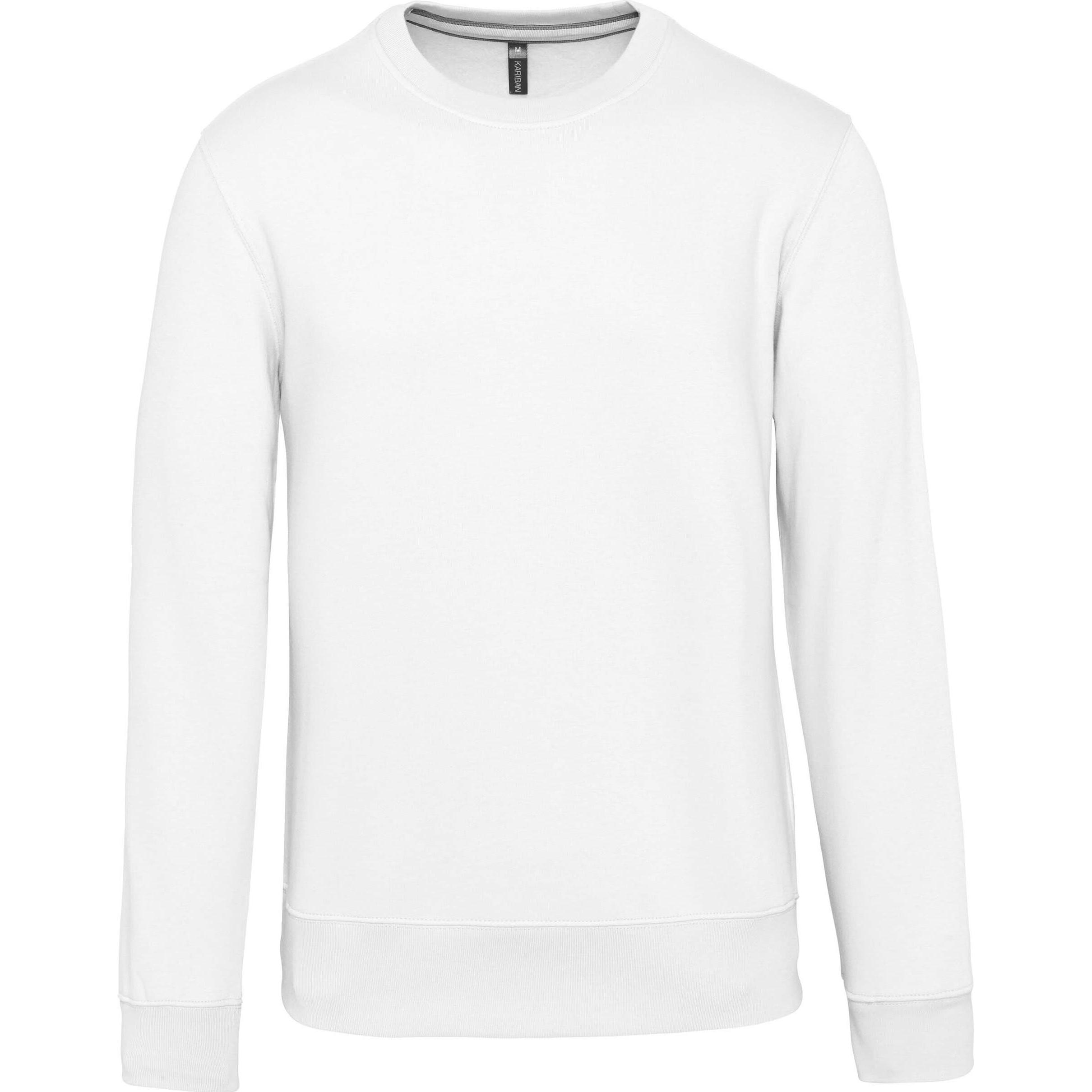 Kariban, Herren, Pullover, Col Rond bio, Weiss, (L)
