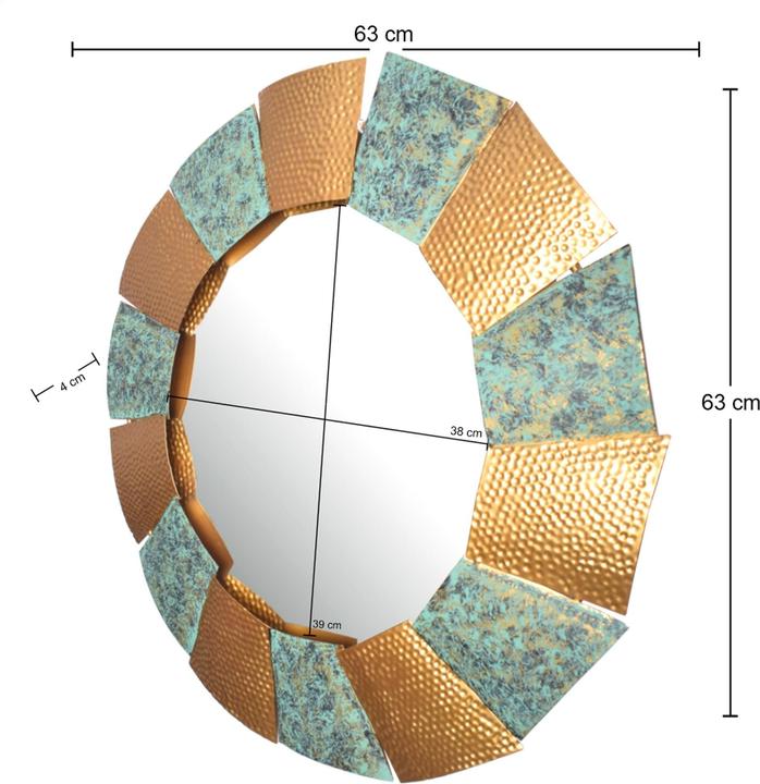 Actual product image FineBuy Wall mirror hallway mirror round metal 63 cm mirror hallway hanging mirror (63 x 63 cm)