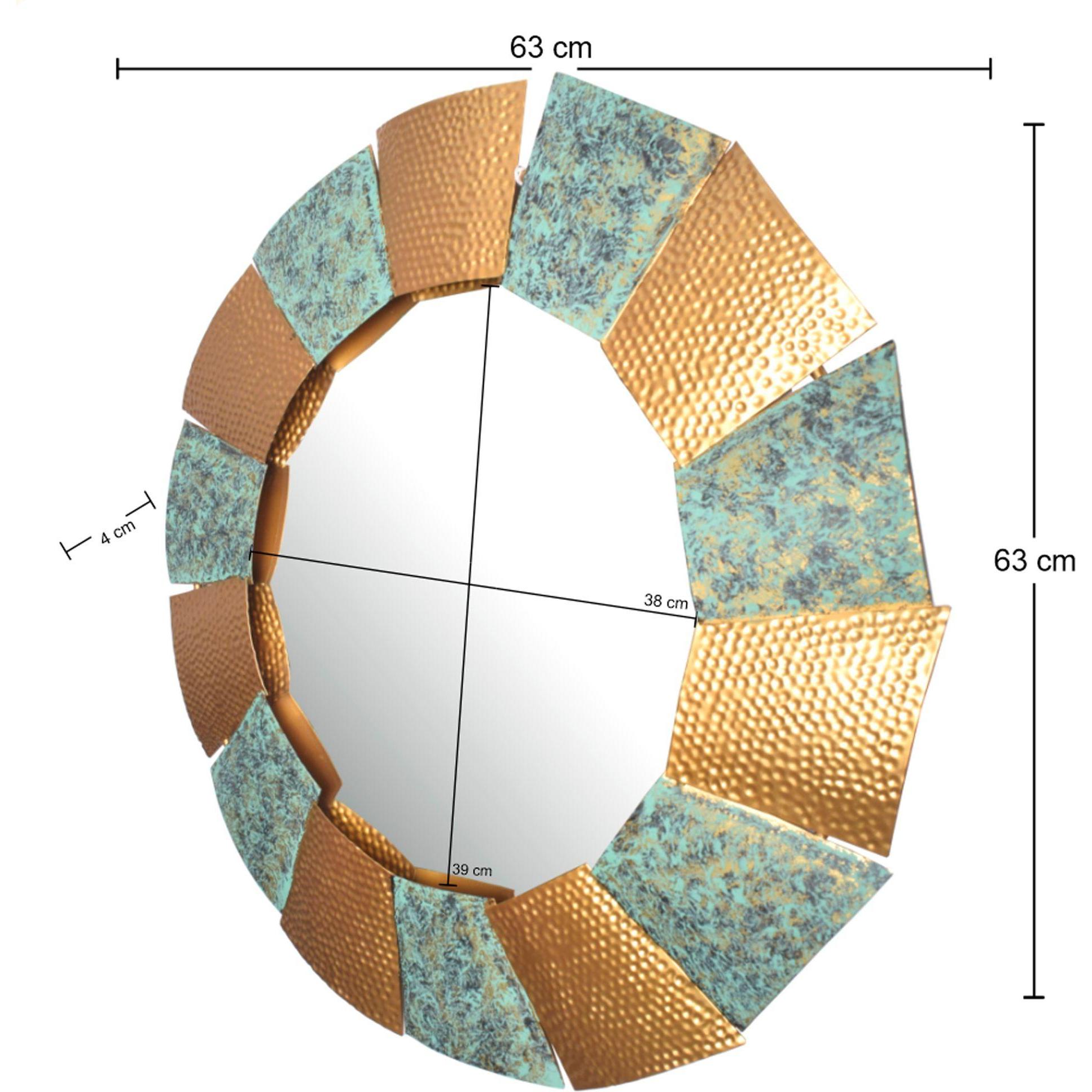 Thumbnail - FineBuy, Spiegel, Wandspiegel Flurspiegel Rund Metall 63 cm Spiegel Flur Hängespiegel (63 x 63 cm)