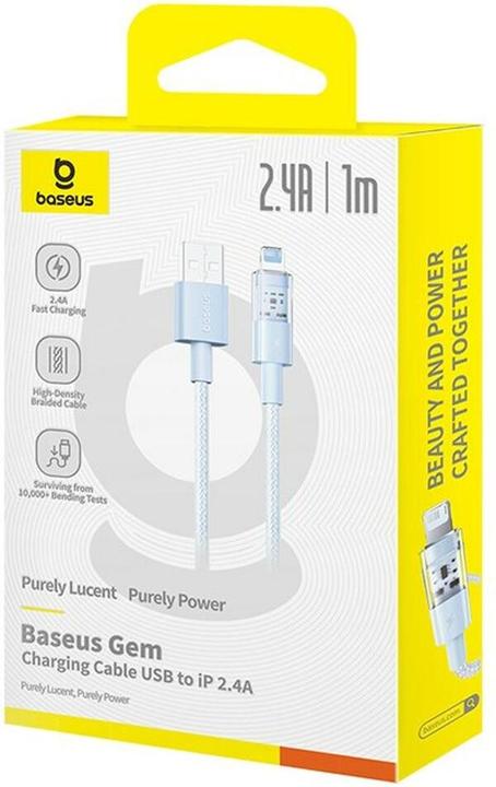Produktbild Baseus Gem USB zu IP 2.4A Schnellladekabel 1 m Blau (1 m)