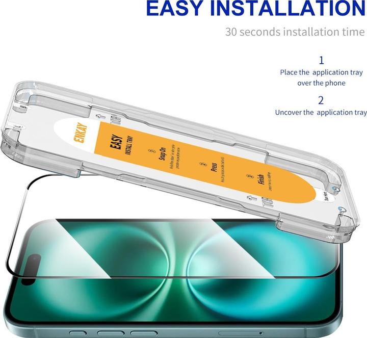 Actual product image Enkay Easy Glass armoured glass screen protector (1 pcs., Apple iPhone 16 Plus)