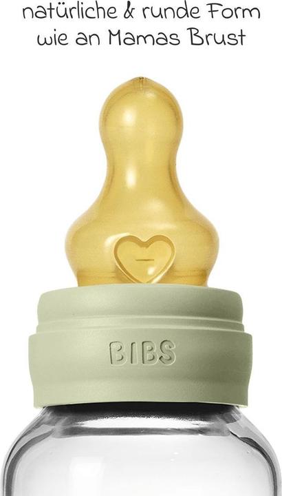 Actual product image Bibs - Glass Baby Bottle Round Latex Slow Flow - Sage - 120 ml (120 ml)