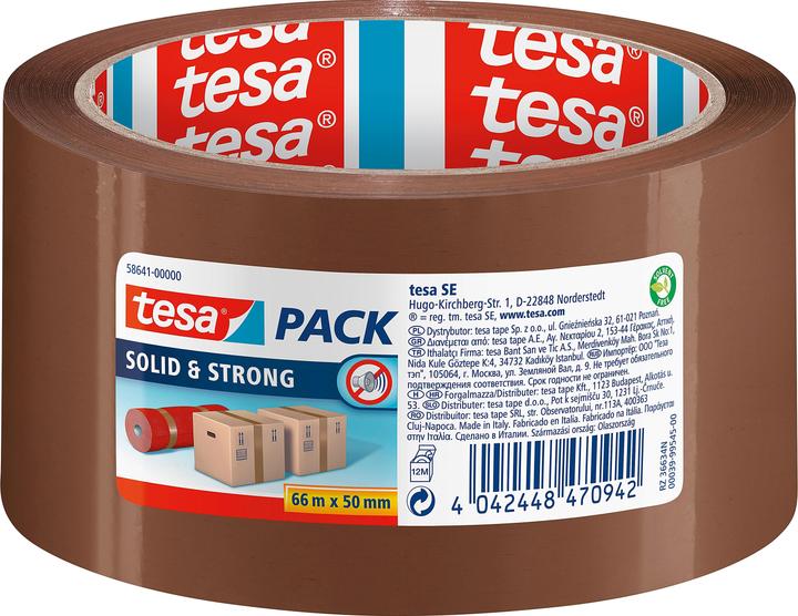 tesa tesapack SOLID & STRONG packing tape, quiet unwinding (50 mm)