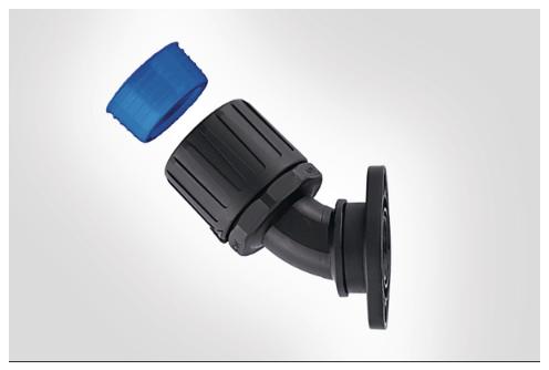 Actual product image HellermannTyton 166-24201 HGL21-45FL-PA66/TPE-BK conduit fitting Black 45° 1 pc.