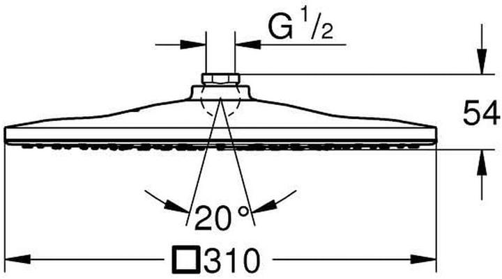 Actual product image Grohe Kopfbrause Rainshower Mono Cube 310 EcoJoy 26568000 31x31 cm chrom (1 Beam type, 9.50 l/min)