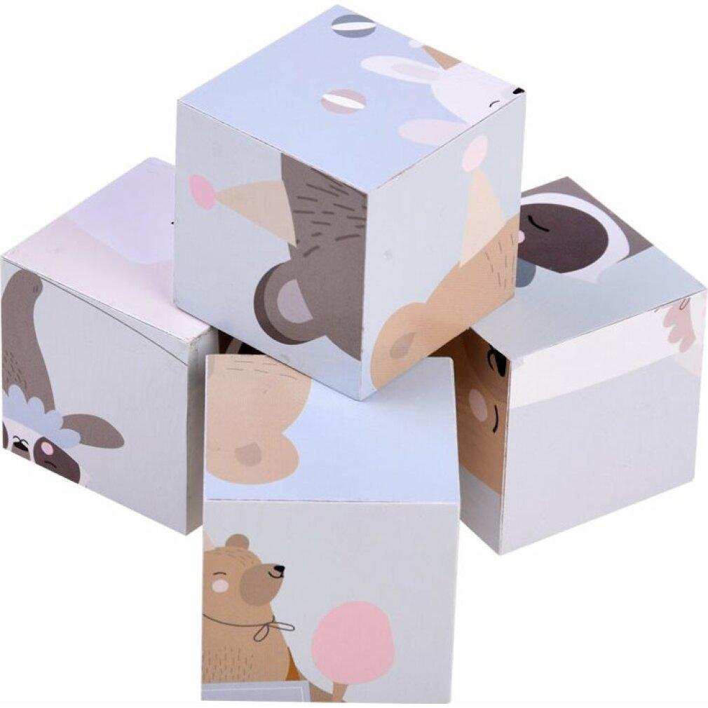 Jokomisiada Holzwürfel Tiere, 4 Würfel (4 Teile)