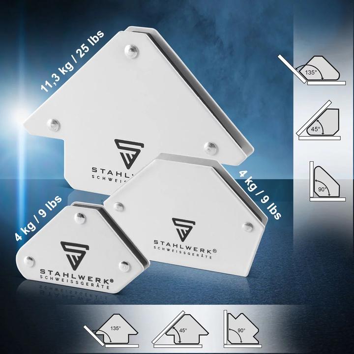 Produktbild Stahlwerk 6 Ã— Magnet-Schweisswinkel 30° x 45° x 60° x 75° x 90° x 135°, 2 x 4 kg