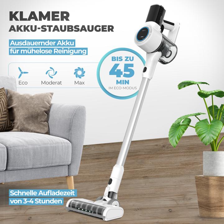 Image du produit KLAMER Akkustaubsauger, 420 Watt, 2 Akkus und mit verschiedenen Aufsätzen