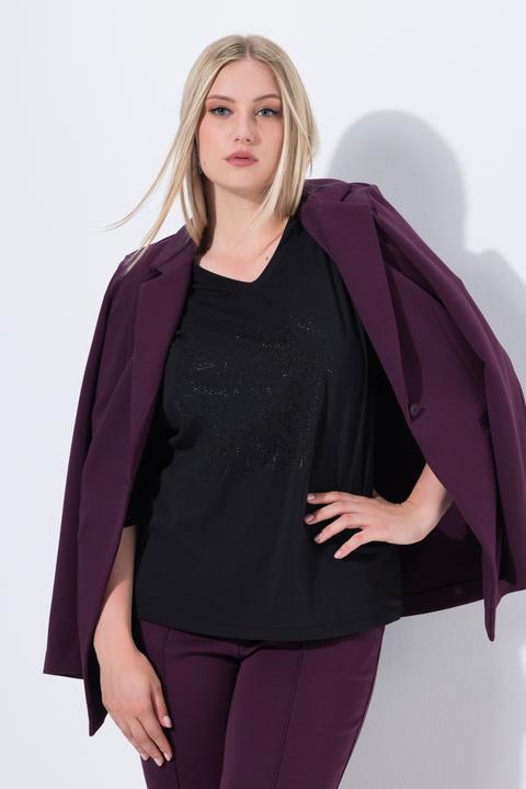 Produktbild Ulla Popken Shirt, Ziersteine, Classic, V-Ausschnitt, 3/4-Arm (54)