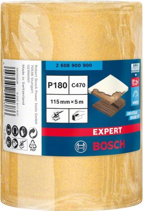 Actual product image Bosch Professional Zubehör Expert C470 Sandpaper roll for hand sanding,115 mm, 5 m, G 180 (180)