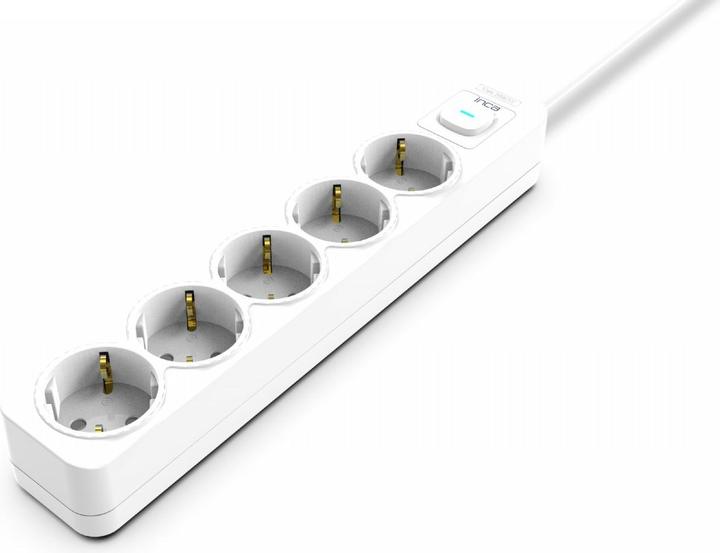 Inca Multiple socket outlet IPW-44GB 5 sockets, LED Anz. White 1.5m (5x, 1.50 m)