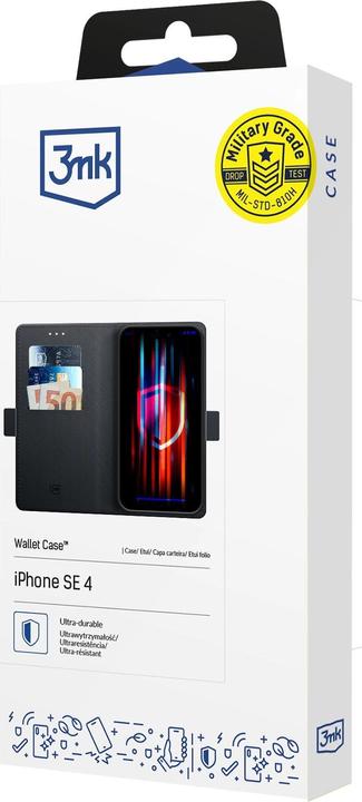 Image du produit 3MK Étui portefeuille iPhone SE4 czarny/black (Apple iPhone 4)