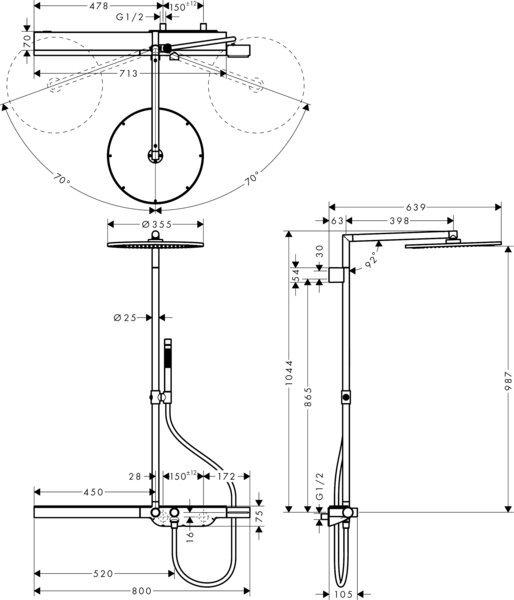 Actual product image Axor Showerpipe SHOWERSOLUTIONS 800 chrome