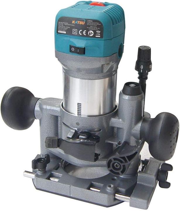 Actual product image Katsu Tools Router 710W, with 3 bases and 3 collets