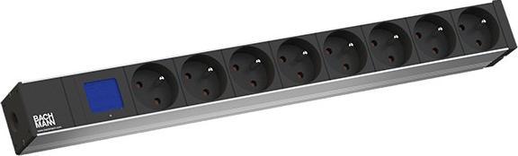 Actual product image Bachmann 19" socket strip "Bluenet BN0500", 8-way (8 x, CEE 7/3, CEE 7/5, 2 m)