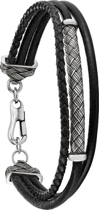Immagine prodotto Jourdan Bracciale in pelle e argento (23 cm, Cuoio)