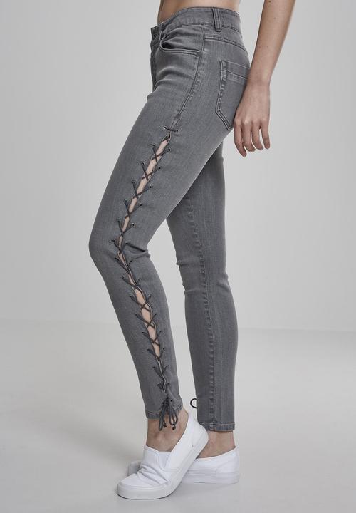 Actual product image Urban Classics Ladies Denim Lace Up Skinny Pants (27)
