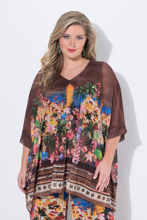 Produktbild Miamoda Mesh-Bluse, oversized, Blumenmuster, blickdichtes Jerseytop (46)