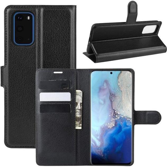 Thumbnail - MU Classic Litchi Leder Bookcover Series (Samsung Galaxy S20+), Smartphone Hülle, Schwarz