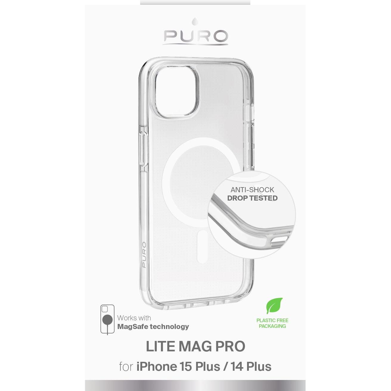 Thumbnail - Puro LITEMAG PRO iPhone 15 Plus 6.7" MagSafe przezroczysty/transparent PUIPC1567LITEMPWHI (Apple iPhone 15 Plus), Smartp...